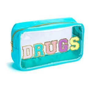 DRUGS Bubble Letter Cosmetic Bag Zipper Makeup Pouch Travel Toiletry Storage Bag